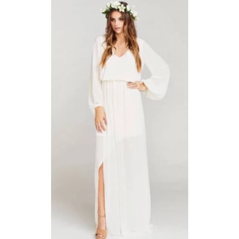 Nwt New Show Me Your Mumu Jocelyn White Long Sleeve Sheer Maxi Dress Xl